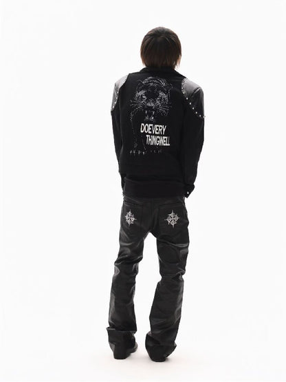 Leather Armor Rivet Canvas Jacket【s0000018352】
