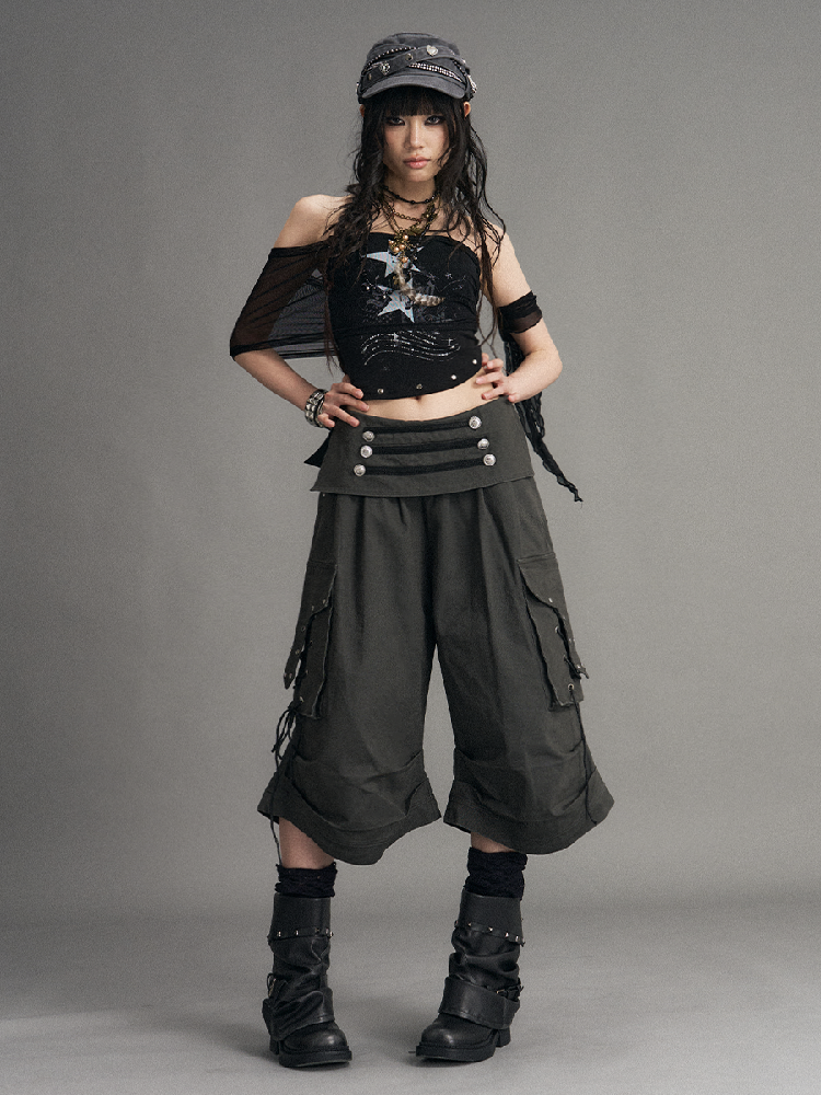 Mesh Knit Strapless Cropped Top【s0000017525】