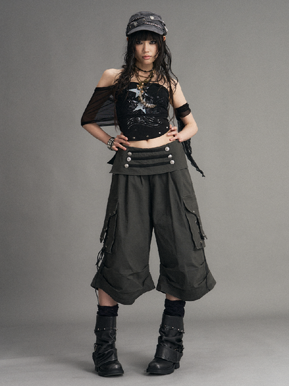 Mesh Knit Strapless Cropped Top【s0000017525】