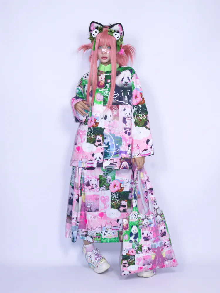 Elastic Waist Cute Print Midi Skirt【s0000013982】