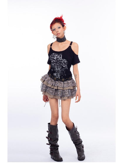 Graffiti Off-Shoulder Top【s0000018067】