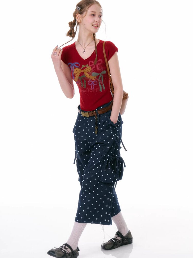 Dark Blue Polka Dot Casual Pants【s0000016603】