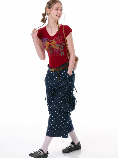Dark Blue Polka Dot Casual Pants【s0000016603】