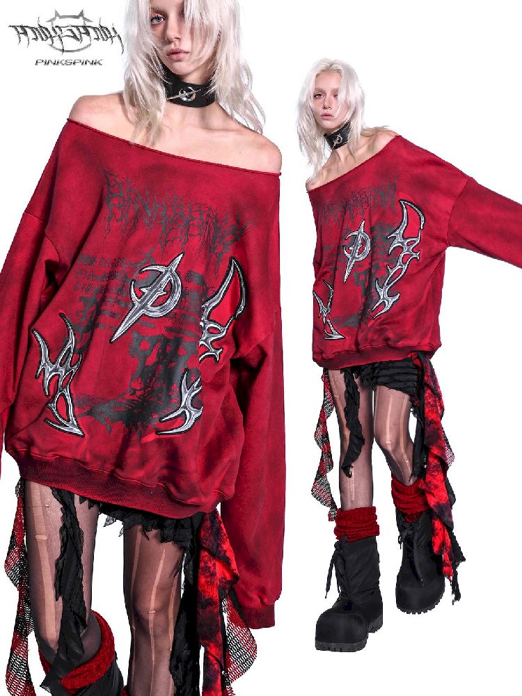 One Shoulder Y2K Sweatshirt【s0000011010】