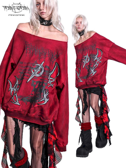 One Shoulder Y2K Sweatshirt【s0000011010】