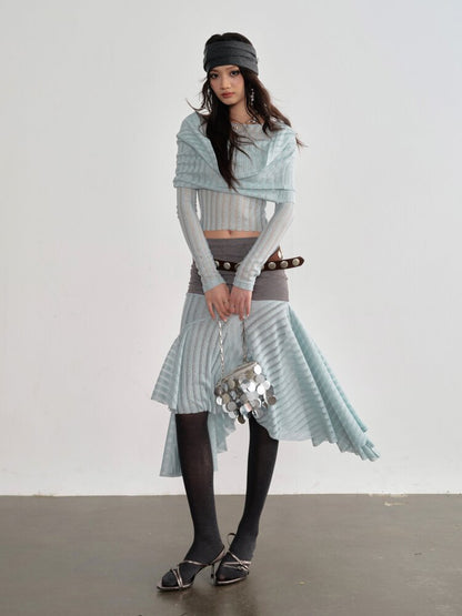 Mint Translucent Swing Collar Skirt【s0000015698】