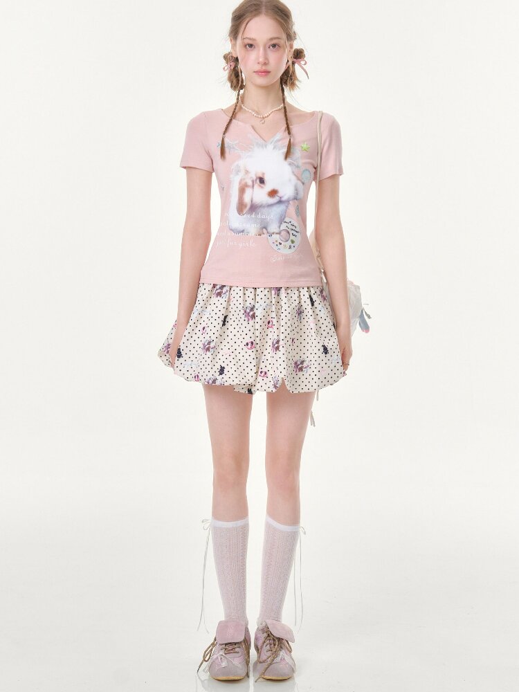 Rabbit Polka Dot Bud Pocket Skirt【s0000016624】