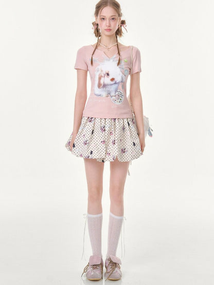 Rabbit Polka Dot Bud Pocket Skirt【s0000016624】