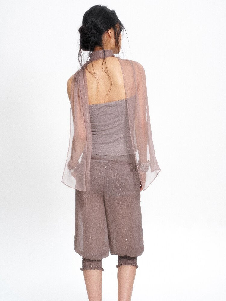 Mulberry Silk Embroidered Halter Top【s0000017654】