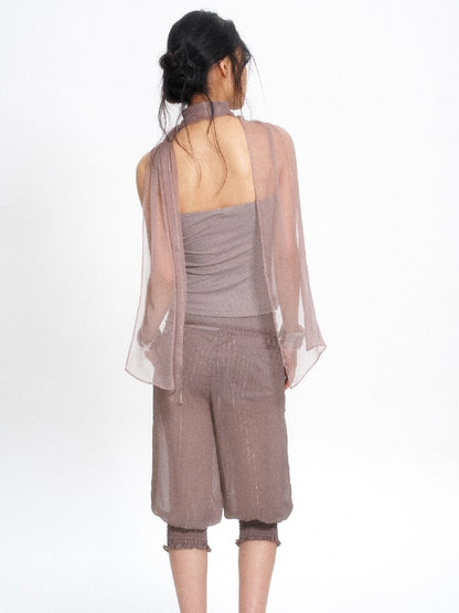 Mulberry Silk Embroidered Halter Top【s0000017654】