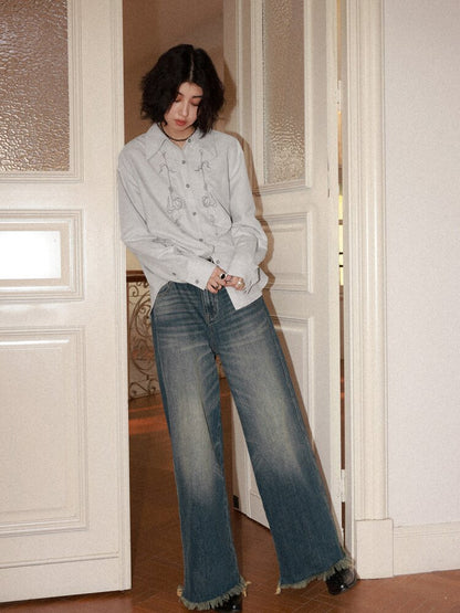 Retro Cat Whiskers Washed Jeans【s0000015463】