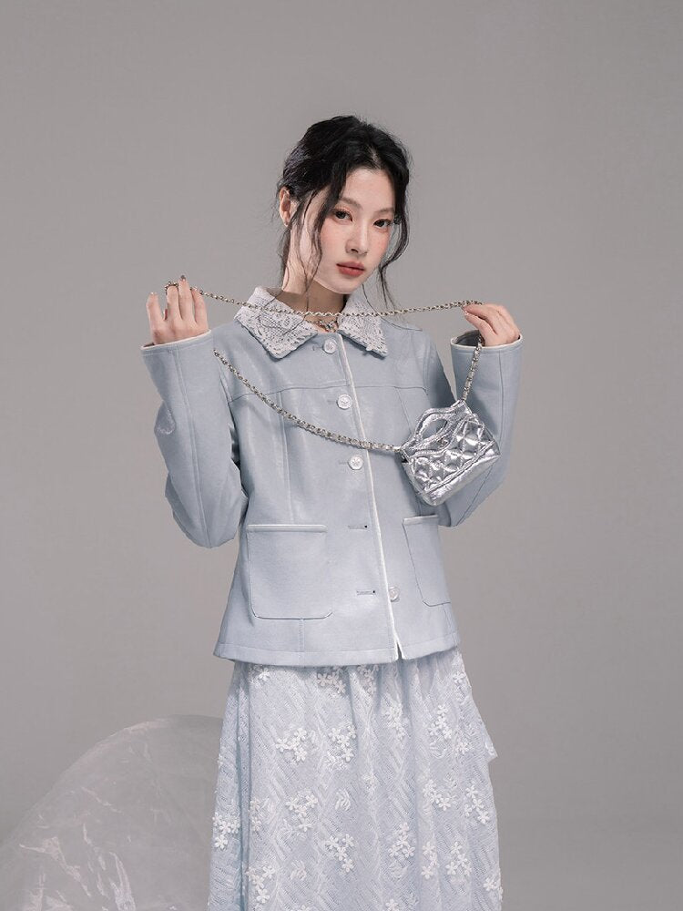 Detachable Lace Waist Leather Jacket【s0000015745】