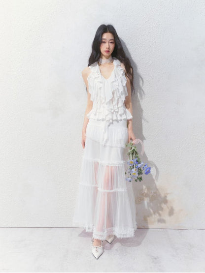 Semi-Sheer Vibe Halter Long Skirt【s0000012158】
