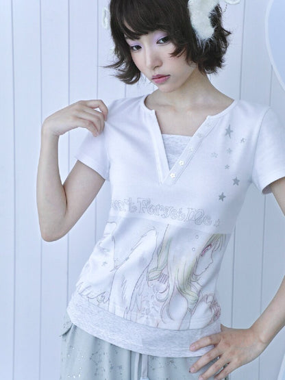 Dreamcore Angel Silver Fake T-Shirt【s0000016544】