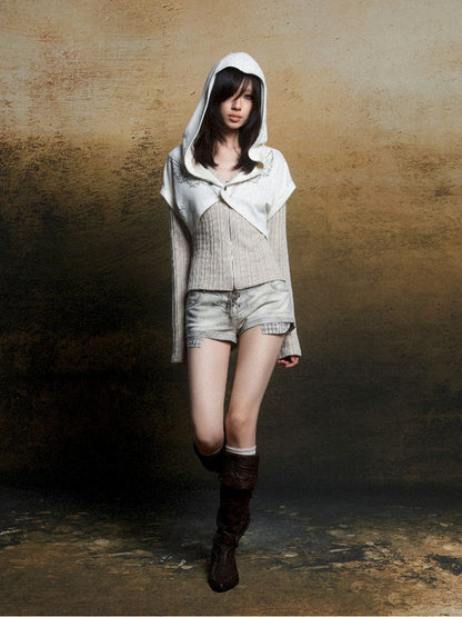 Wings Hot Rhinestone Hooded Short Tunic【s0000011818】