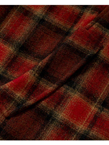 Punk Plaid Denim Bat Woolen Coat【s0000014929】