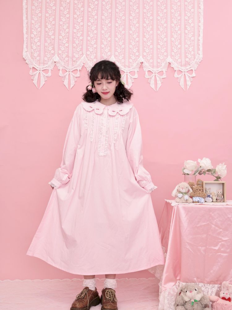 Round Neck Embroidered Pink Lace Dress【s0000013494】