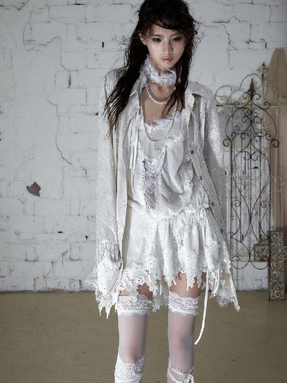 Baroque Chain Satin Long Shirt【s0000017240】