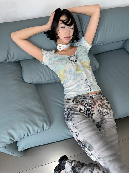 Vintage Seal Leopard Bell Bottoms【s0000018090】