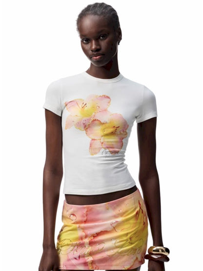 Floral full print bustier skirt【s0000012396】