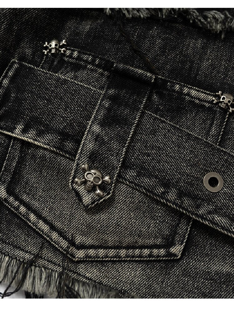 Washed Heavy Work Denim Skirt【s0000017232】