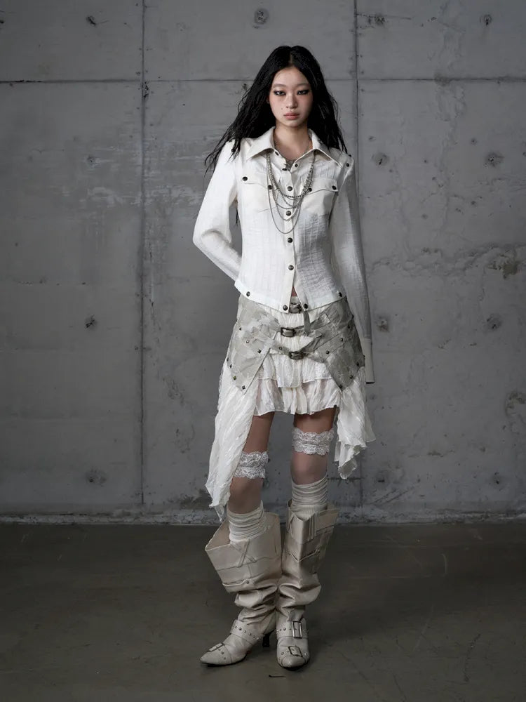 Asymmetrical multi-layer lace skirt【s0000013955】