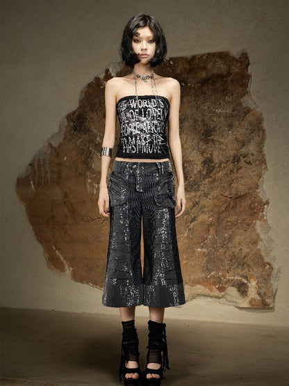 Dark Punk Cropped Bootcut Pants【s0000016887】