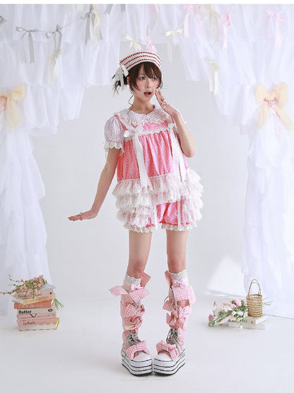 Pink Polka Dot Bow Inner Shirt【s0000016554】