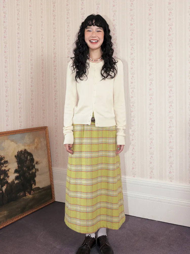Retro Versatile Wool Plaid Long Skirt【s0000013993】