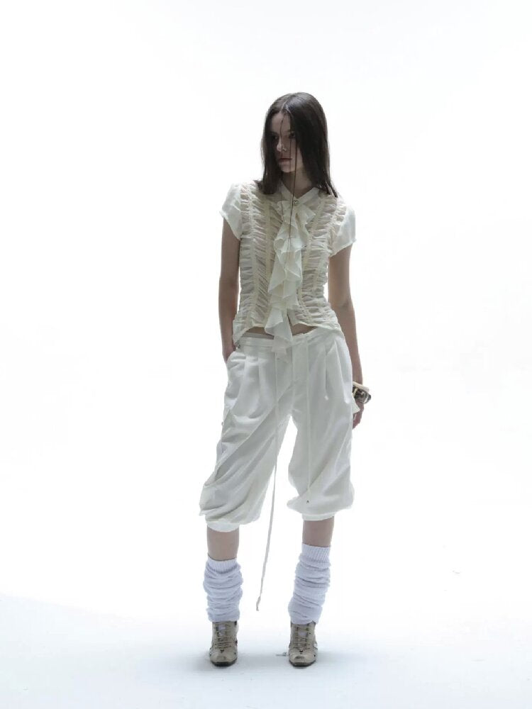 Handmade Ruffled Chiffon Shirt【s0000016565】