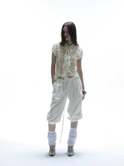 Handmade Ruffled Chiffon Shirt【s0000016565】