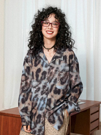 Leopard Print Cuban Collar Long-Sleeve Shirt【s0000013988】