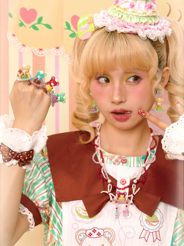 Pudding Bear Resin Colorful Earrings【s0000013353】