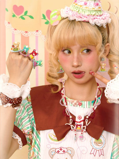 Pudding Bear Resin Colorful Earrings【s0000013353】