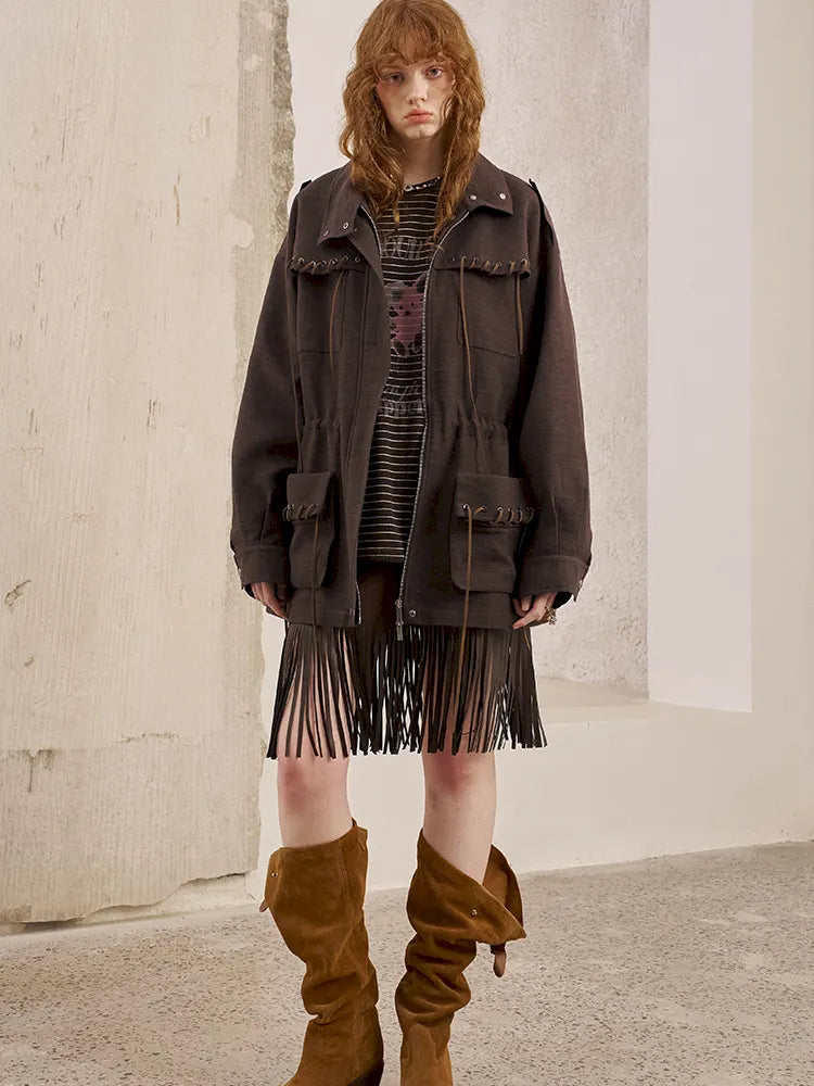 Pocket Drawstring Windbreaker-Style Trench Coat【s0000014060】