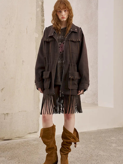 Pocket Drawstring Windbreaker-Style Trench Coat【s0000014060】