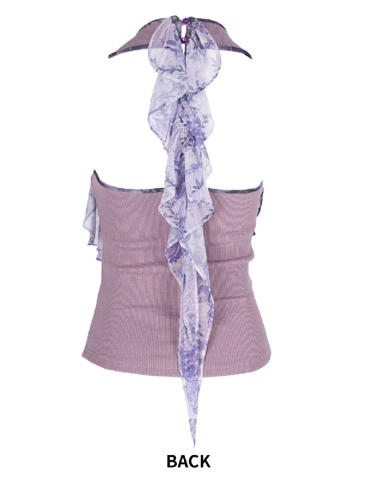 Vintage Pattern Ruffle Camisole【s0000018060】