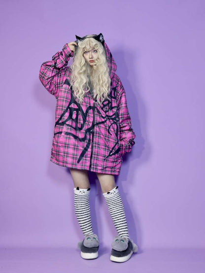 Y2K Subculture Loose Hooded Fleece Jacket【s0000014632】