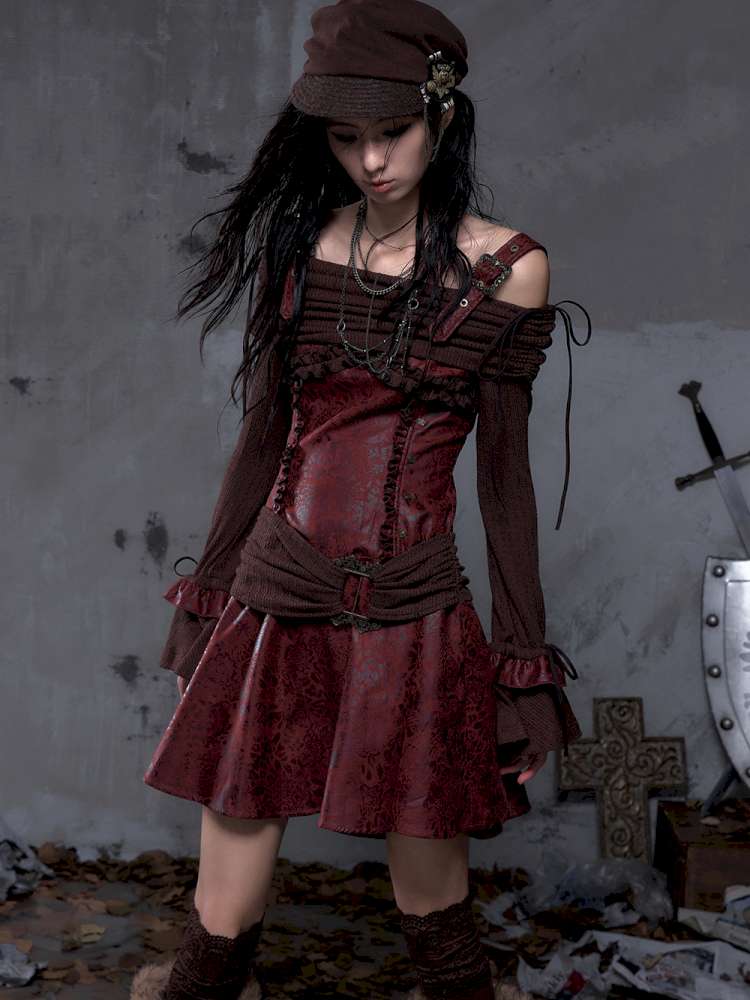 Vintage Punk Patchwork Knit Dress【s0000014651】