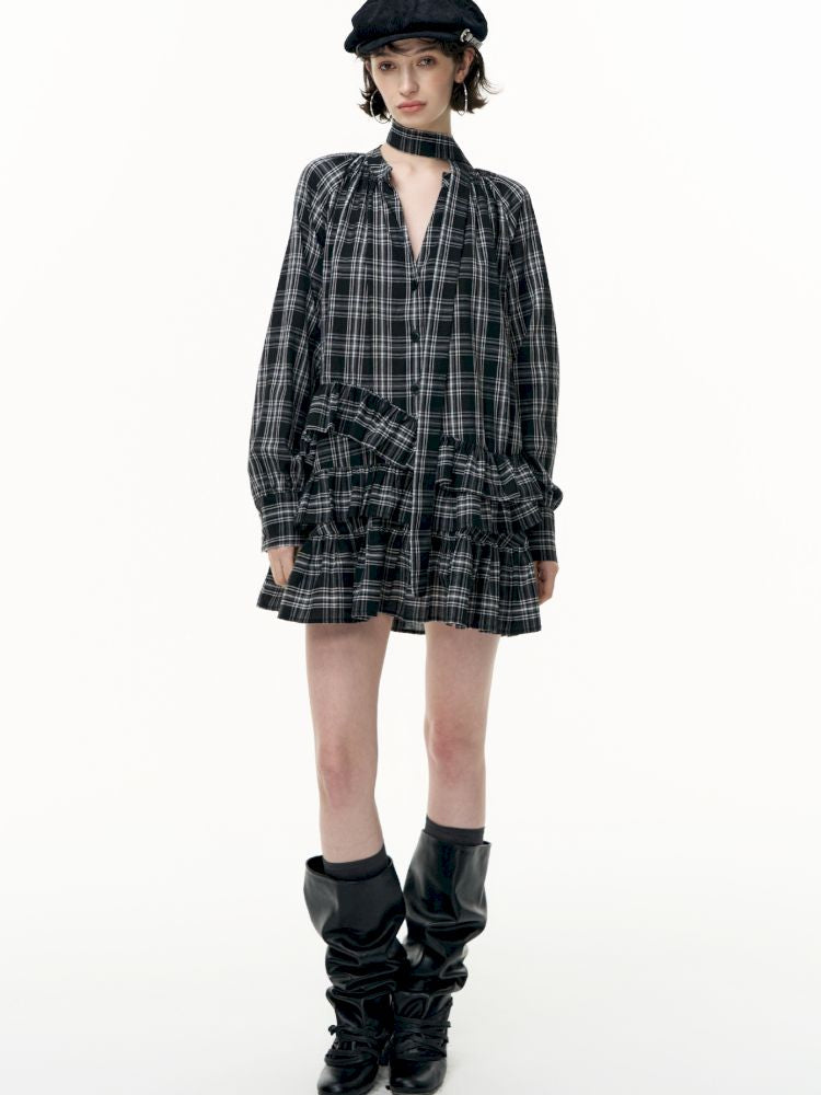 Plaid Ruffle Dress【s0000013739】