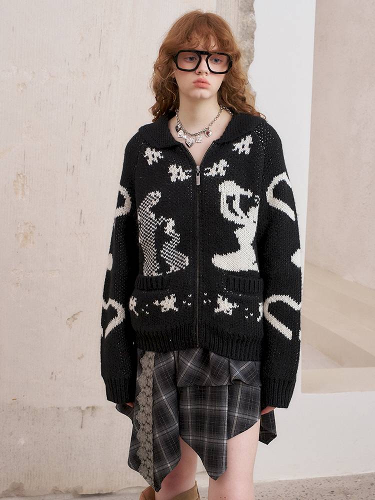 Fair Isle Autumn Knit Cardigan Jacket【s0000014388】