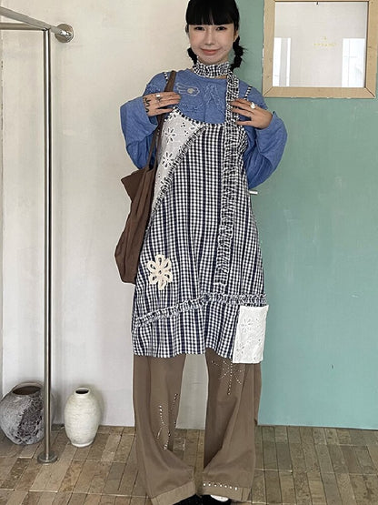 Plaid Suspender Patchwork Dress【s0000015849】