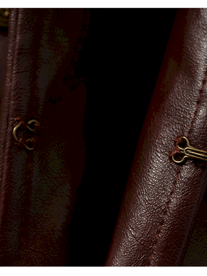 Court Punk Fur Waist Leather Coat【s0000014927】