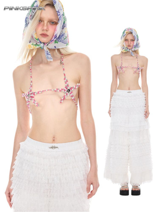 Rock ‘n’ roll sexy babe Y2K strapless top【s0000012975】