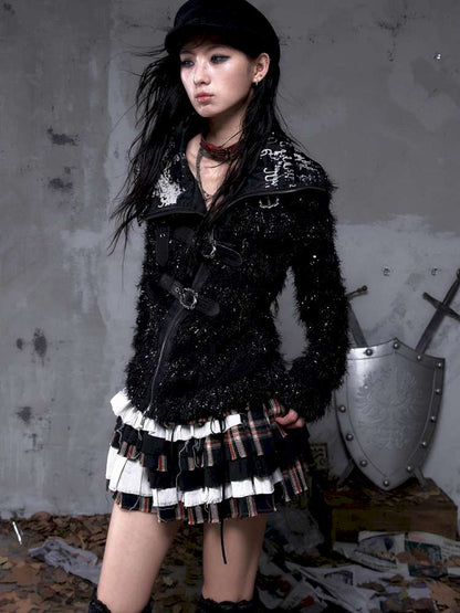 Leather Print Collared Coat【s0000014468】