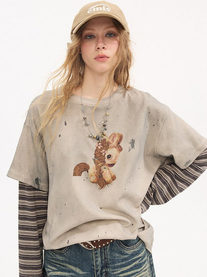 Bloom Patchwork Long Sleeve Tee【s0000015903】