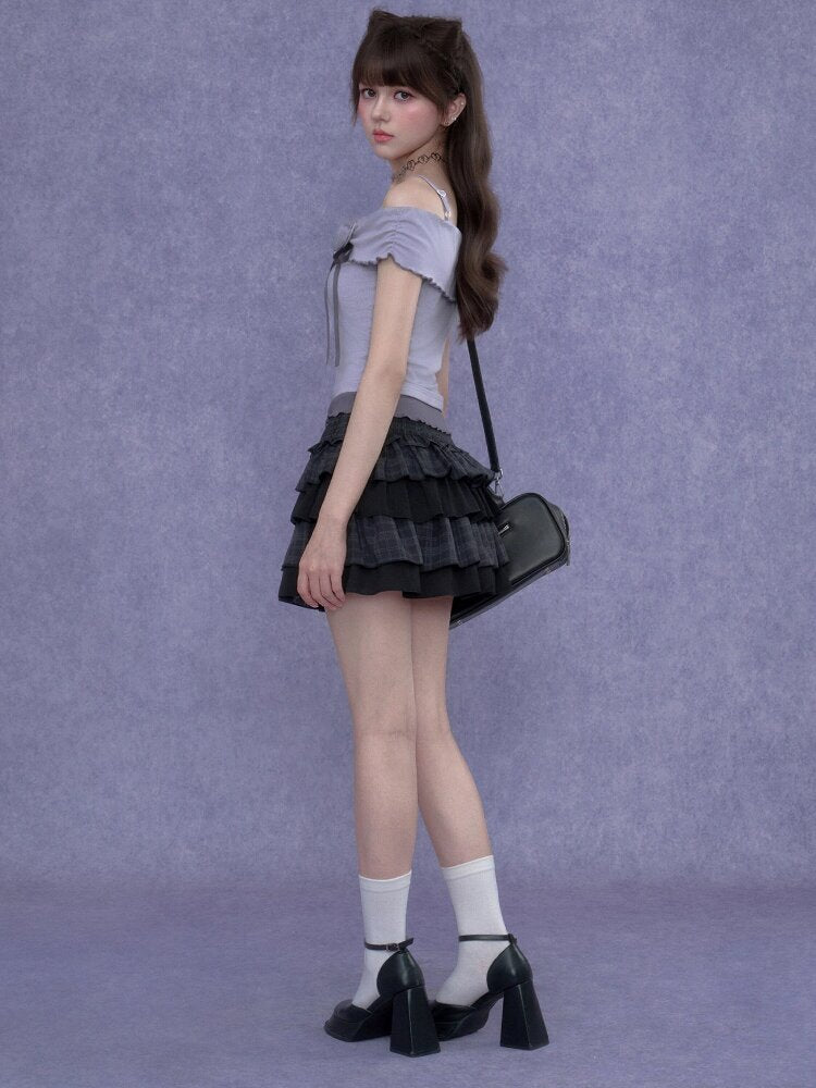 Rose Rainfall Off-the-Shoulder Top【s0000017270】
