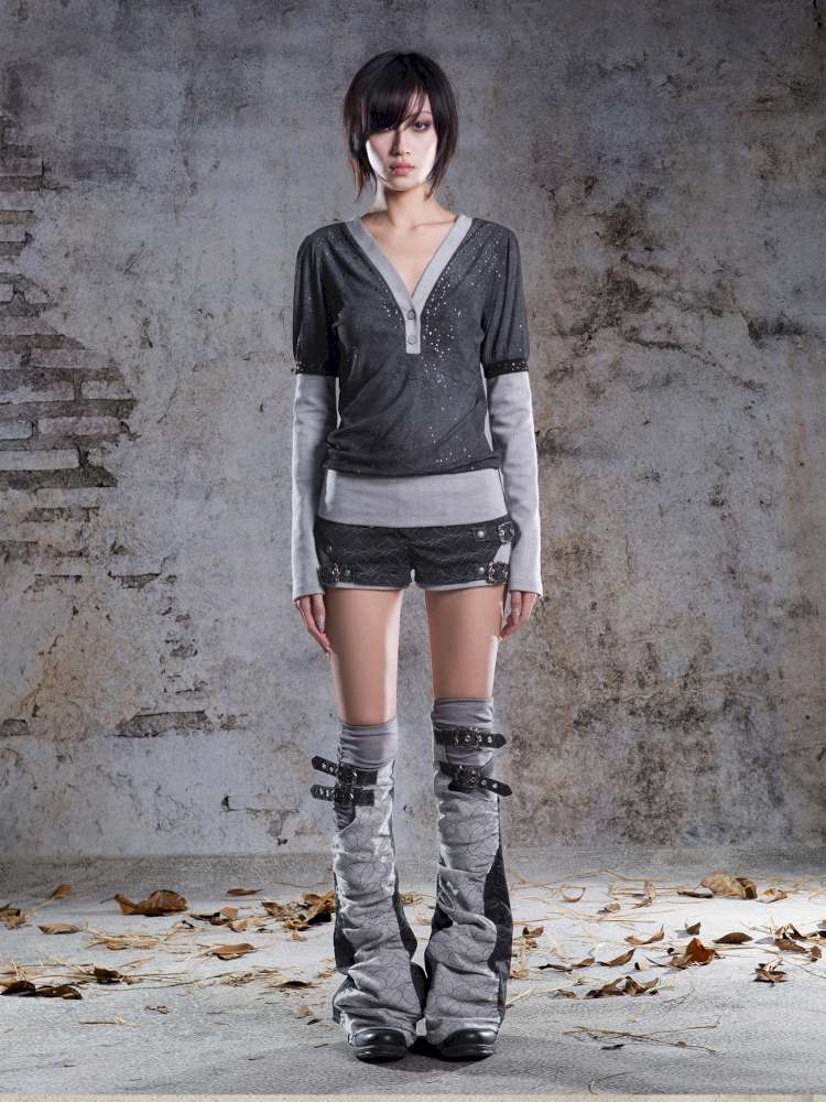 Faux Two-Piece Leggings Low-Rise Shorts【s0000014485】