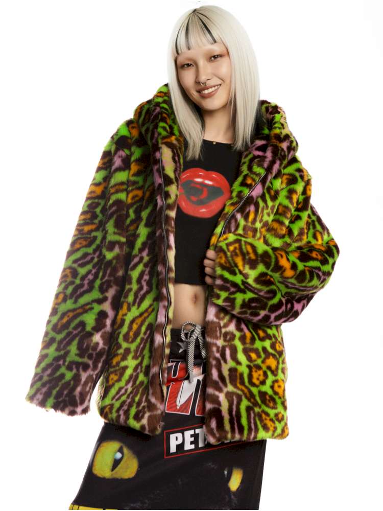 Y2K Leopard Print Cool Fur Hooded Jacket【s0000014911】