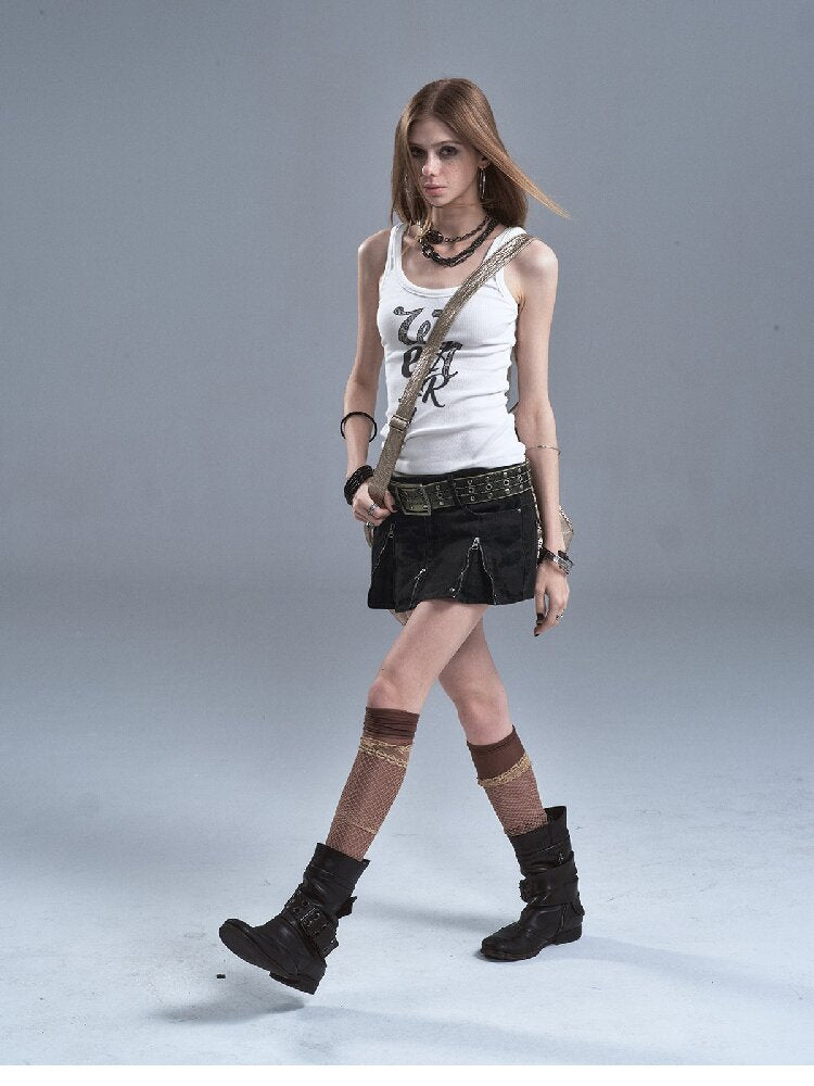 Camo Pleated Rivet Straight Skirt【s0000016633】